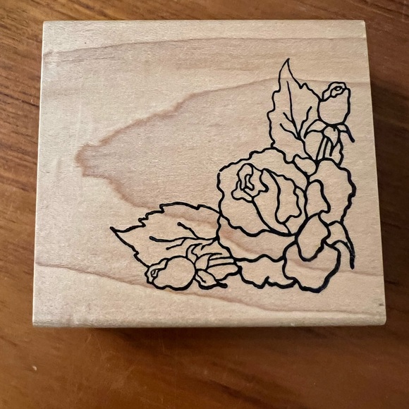ROSE BORDER ALIAS SMITH ROWE RUBBER STAMP WOOD MOUNTED - Picture 1 of 6